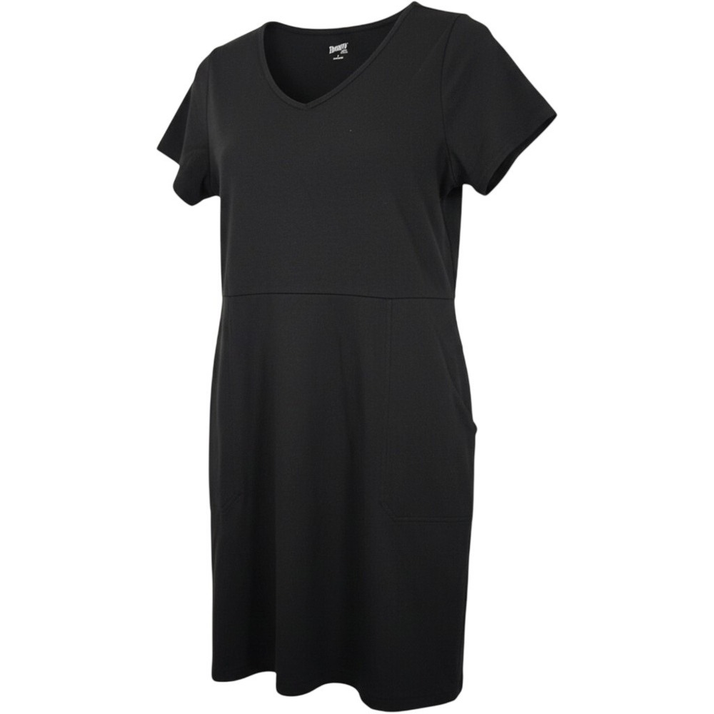 Duluth Trading Co Womens Black V-Neck Short Sleeve Pocket T-Shirt Dress L